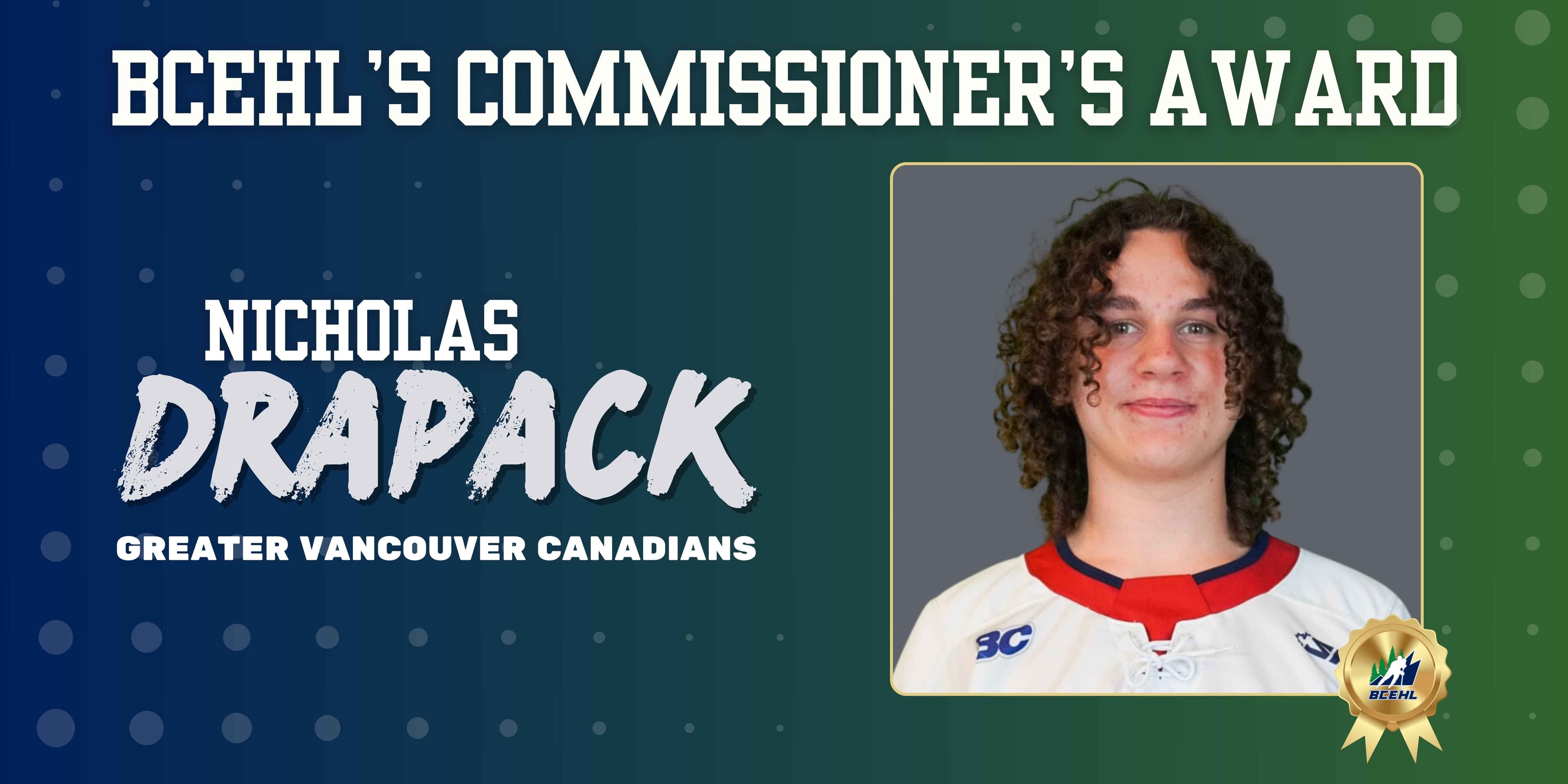 BCEHL'S 2024-25 COMMISSIONER'S AWARD GOES TO NICHOLAS DRAPACK image